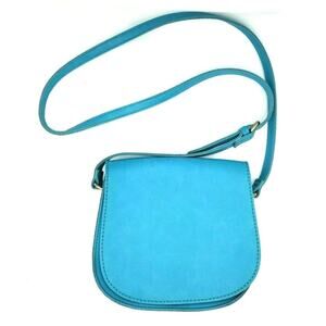 Teal Faux Leather Mini Crossbody Purse Horse Themed Lining Cooperative Brand 8x8
